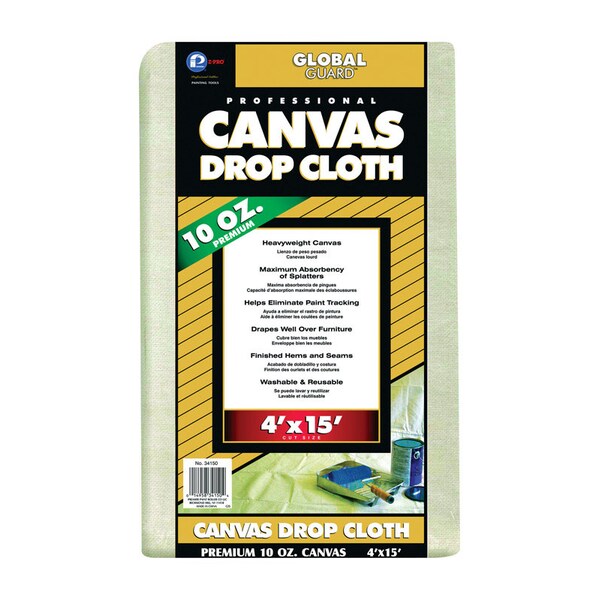 Premier Premier GlobalGuard 4 ft. W X 15 ft. L 10 oz Professional Grade Canvas Drop Cloth 1 pk 34150 - main